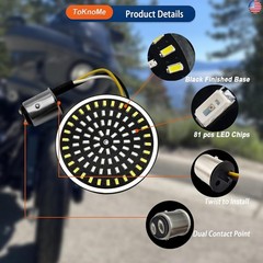 1157 LED Turn Signals 2″ Front Rear Bulbs 81 LED Lights Smoke Lens Covers Kit