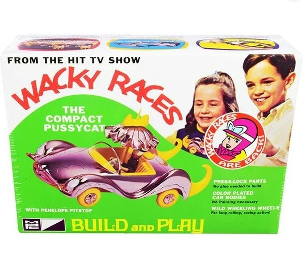 Wacky Races Compact Pussycat Penelope Pitstop Model Car Press-Lock New Sealed