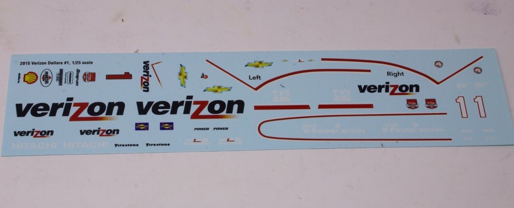 1/25 2015 Penske Verizon Dallara Chevy Waterslide Decal sheets Will Power