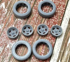 1/24 Scale: 15-inch “Five Slot Mags” Resin model car wheels/tires, 1/25