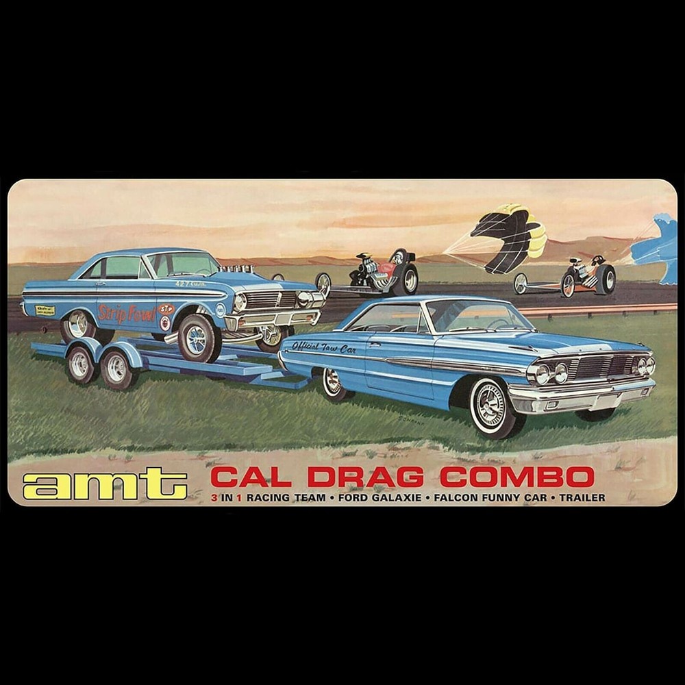 AMT-1223 CAL DRAG COMBO 1964 GALAXIE, AWB FALCON & TRAILER MINT IN BOX