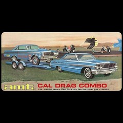 AMT-1223 CAL DRAG COMBO 1964 GALAXIE, AWB FALCON & TRAILER MINT IN BOX
