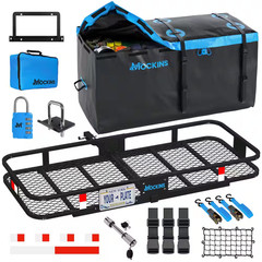 60 In. X 24 In. X 6 In. Folding Tow Hitch Mount Cargo Carrier W/ 25 Cu. Ft. Blue