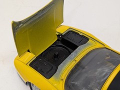 2 Racing Yellow Vintage Model Sports Cars Ferrari 348ts, Aston Martin V8 Vantage
