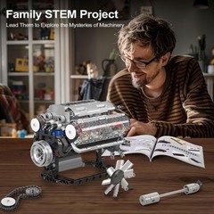 V8 Engine Mechanical Model Kit with Transparent Parts and Electrical Components