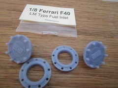 New Pocher 1/8 Ferrari F40 Correct LM Style Fuel Inlets Cap Upgrade Transkit OEM