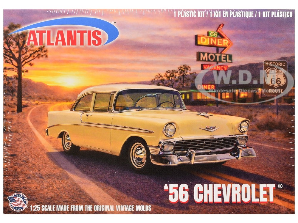 SKILL 3 MODEL KIT 1956 CHEVROLET BEL AIR “ROUTE 66” 1/25 BY ATLANTIS ALM-1391