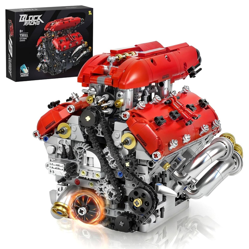 V8 Engine Model Kit Build Your Own Visible Car Motor STEM Working Model Kit
