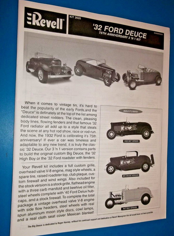 1/8 Scale: ’32 Ford Deuce 75th Anniversary Assembly Manual