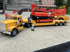 NEWRAY LATTICE CRAWLER CRANE MODEL FITS ON AMT ERTL LOWBOY TRUCK TRAILER 1:25