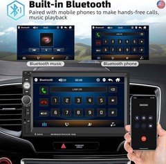 UNITOPSCI Double Din Car Stereo 7 Inch Touch Screen Car Audio Radio with