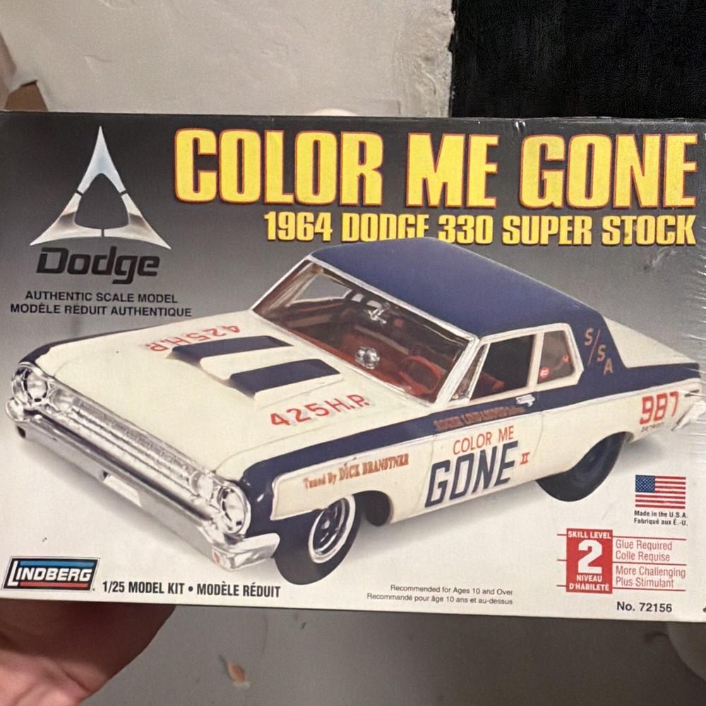 🚨Lindberg Color Me Gone🔥1964 Dodge💪🏼330 Super Stock Model Sealed