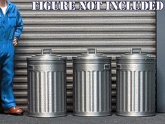 1/24 1/25 Scale Metal Trash Cans – For garage/workshop diorama (set of 3)