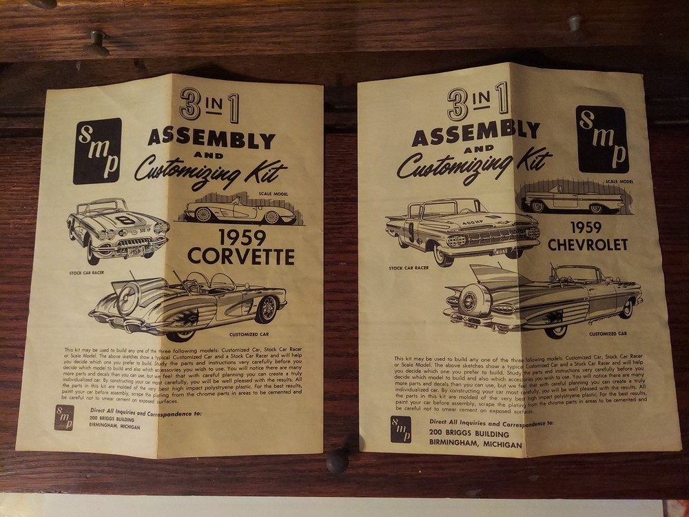 AMT 3 In 1 SMP 1959 Corvette & 1959 Chevy Impala Model Kit (Instructions Only)