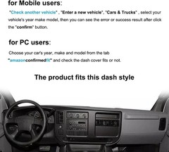 Dash Cover Mat Custom Fit for Chevy Chevrolet Express/Gmc Savana Van Dashboard P