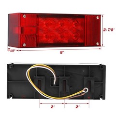 CZC AUTO 2PCS 12V LED Submersible Low Profile Rectangular Trailer Lights, Tail S