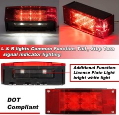 CZC AUTO 2PCS 12V LED Submersible Low Profile Rectangular Trailer Lights, Tail S