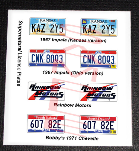 SUPERNATURAL TV SHOW CAR miniature LICENSE PLATES for 1/25 scale MODEL CARS—READ