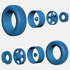 1/24 Resin 15 inch Torq Thrust D Wheels, BFGoodrich Radial T/A Tires, and Brakes