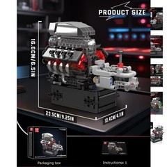 Interactive V8 Engine Model Kit 855 Pieces – Educational STEM Toy for Adults