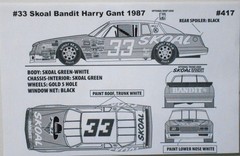NASCAR DECAL #33 BANDIT 1987 CHEVROLET MONTE CARLO HARRY GANT 1/24 POWERSLIDE