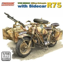 Freedom 16005 1/16 WWII German Military Motocycle R75 with Sidecar Model Kit