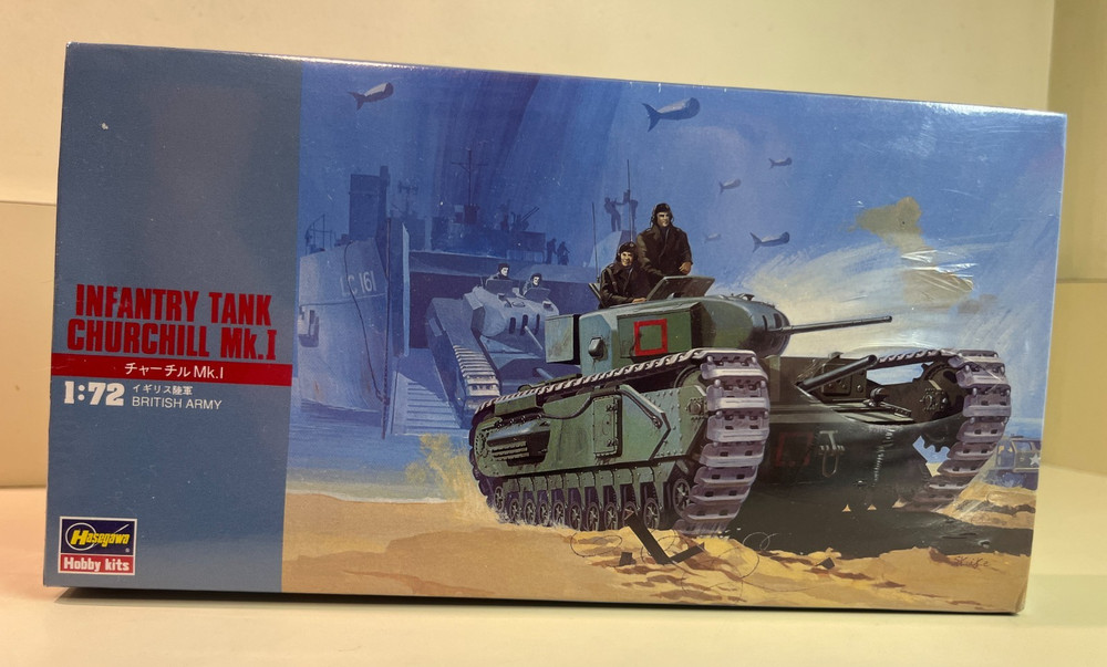 New Old Stock- Hasegawa Model Kit Mk.I Churchill Infantry Tank British Army 1:72