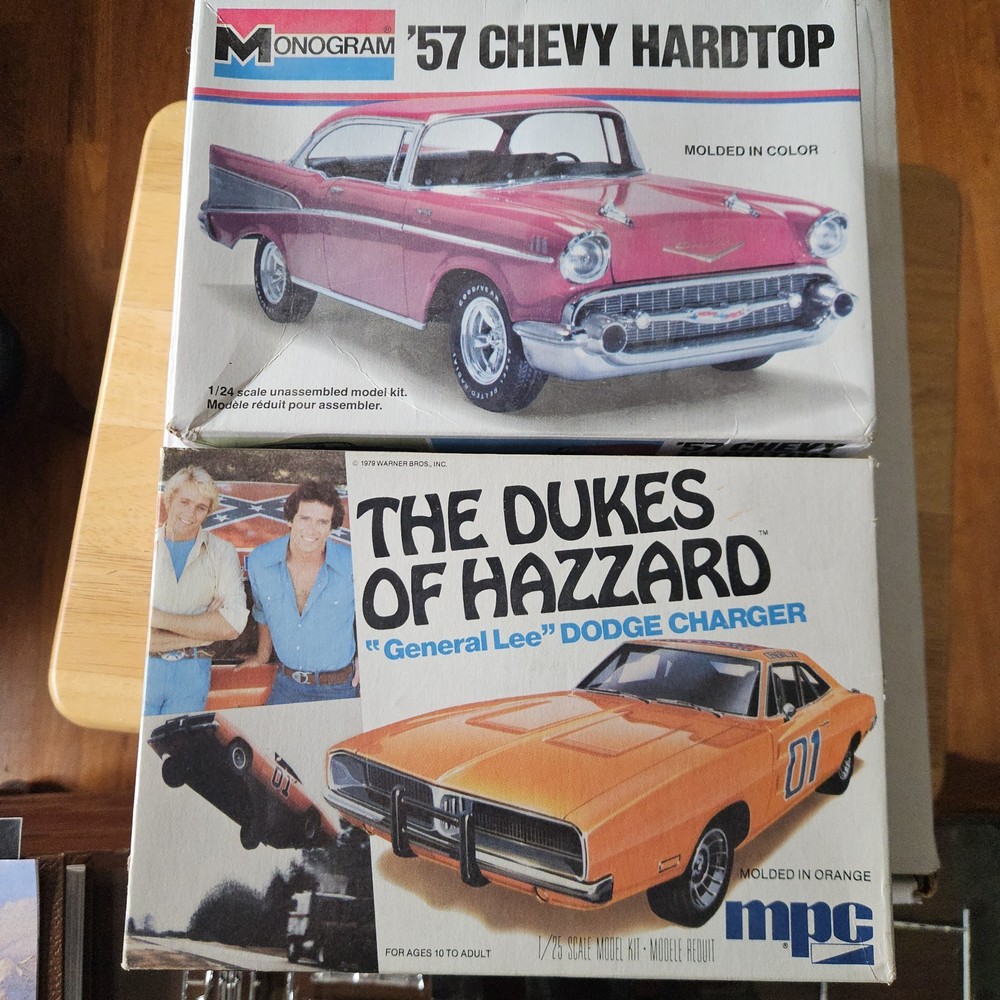 Vtg General Lee Dodge Charger & 57 Chevy Hardtop 1/25 Parts Or Repair SEE