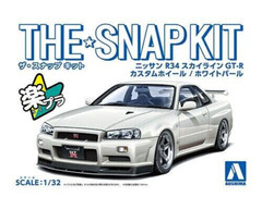 Aoshima 1/32 NISSAN SKYLINE R34 GTR Custom Wheels Plastic Model Kit *BLUE*