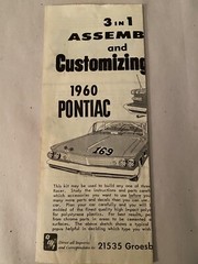 Vintage Annual AMT 1960 Pontiac Convertible Model Kit Instructions Sheet Only