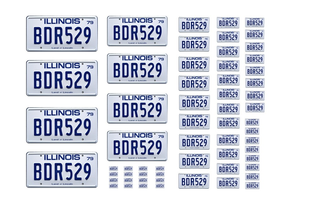 Assorted scale model movie TV car Blues Brothersr license plates tags 1/25 1/18