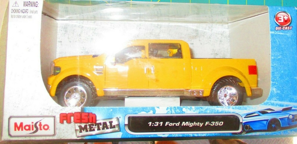 MAISTO 1:31 FORD MIGHTY F-350 DIECAST TRUCK YELLOW BOXED 2010 ISSUE