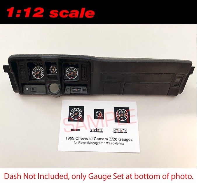 1/12 1969 CAMARO Z/28 GAUGE FACES— 1/12 REVELL MONOGRAM —PLEASE READ DESCRIPTION