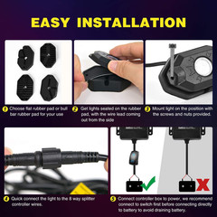 RGB LED Rock Lights Kit, 4 Pods Underglow Multicolor Neon Light Pod with Bluetoo