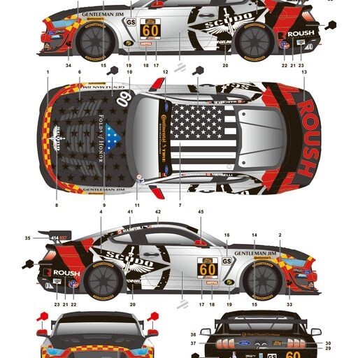S.K. Decals SK24117 Ford Mustang GT4 Continental Tire SCC Mosport Decal Sheet