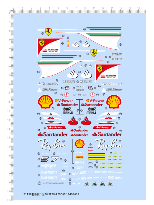 1/20 water slide decals for Ferrari SF70H 71138
