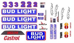#3 BUD LIGHT Jaguar Group C 1/10th Scale Vinyl Peel and Stick Decals