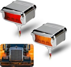 Dual Face Pedestal Fender Lights Compatible with Peterbilt Kenworth Freightli…