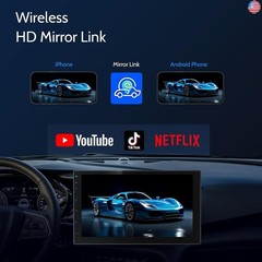 Double Din Car Stereo Radio with 7 inch HD Touchscreen, Wireless Apple Carplay
