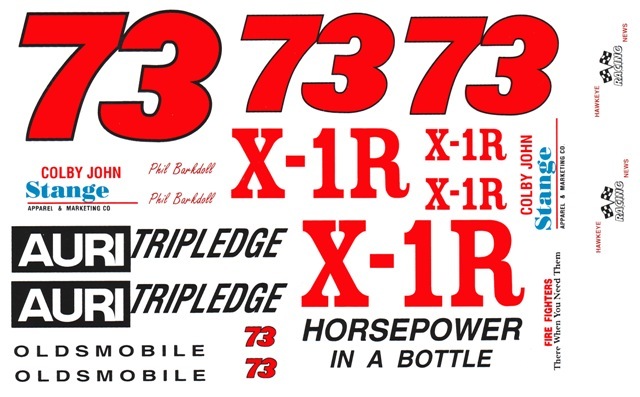 #73 Phil Barkdoll X-1R 1/24th – 1/25th Scale Waterslide Decals
