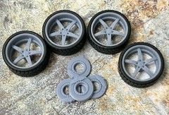 1/24 Scale: 24-Inch “Lexani CF-Indy” Wheels And Tires; Resin;1/25