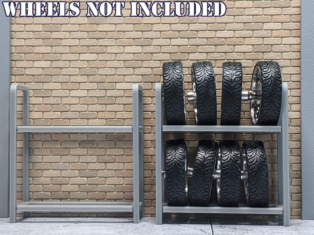 1/24 1/25 Scale Wheel/Tire Rack – For car garage/workshop diorama (set of 2)