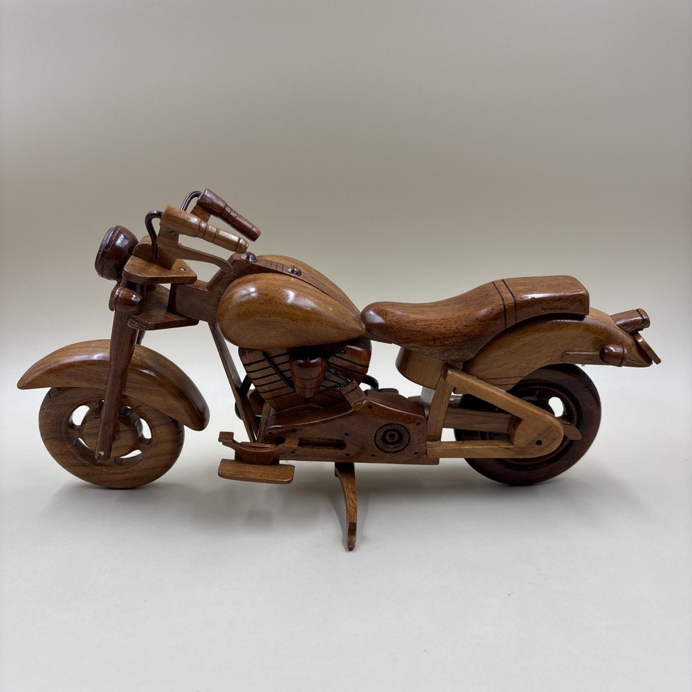 Handmade FX-Style Cruiser Motorcycle Wood Model, Bike Decor