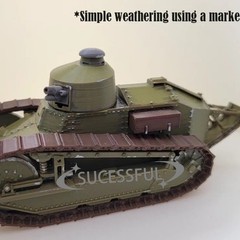 1:35 WWI France Renault FT-17 Tank 3D Print Military Display Model Kit