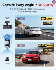 REDTIGER F7N 4K Dual Dash Cam, 5.8GHz WiFi-20 MB/s Fast Transfer, 64GB Card,