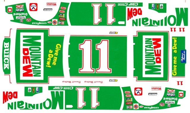 #11 DARRELL WALTRIP MOUNTAIN DEW 1985 BUICK 1/25th – 1/24th Scale Decals
