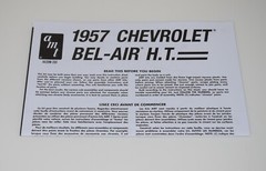 AMT 1957 CHEVY BEL AIR #638M/12 ⭐PARTS⭐ INSTRUCTION BOOKLET 1:25