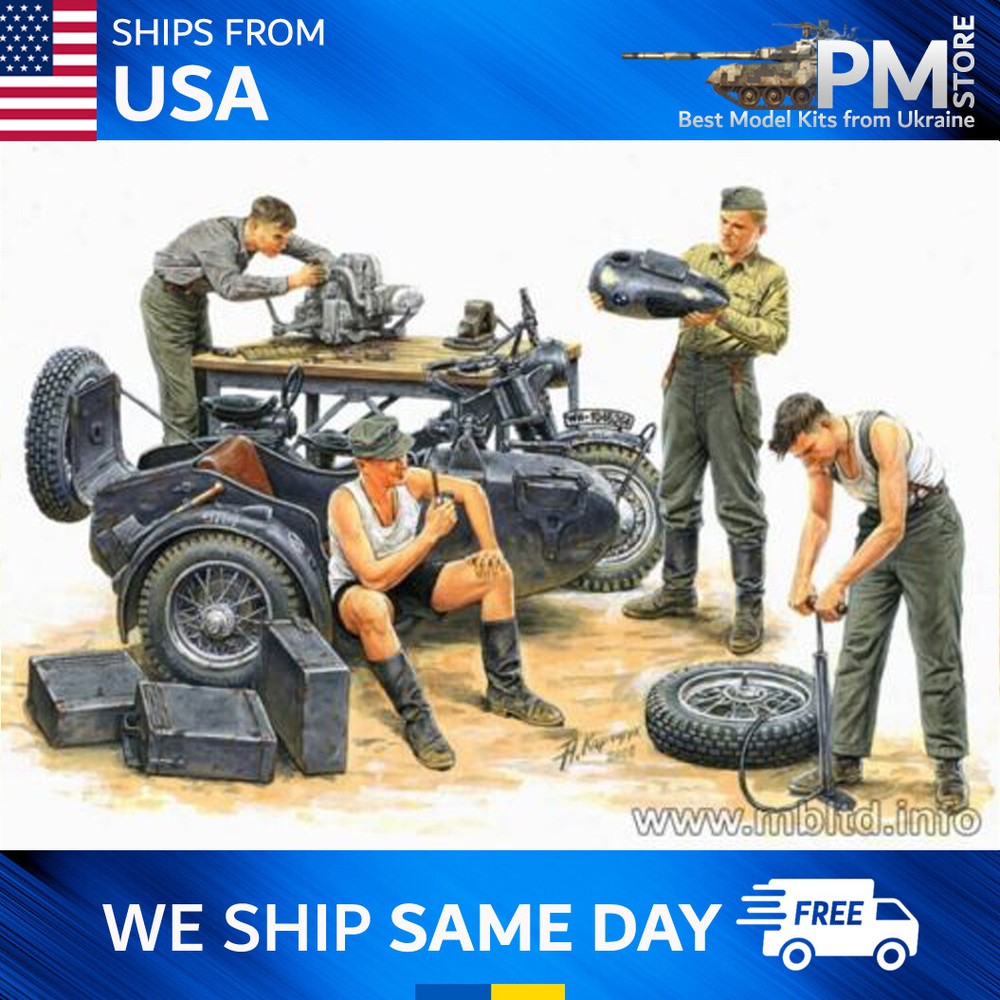 Master Box 3560 – – German Motorcycle Repair Crew scale 1/35