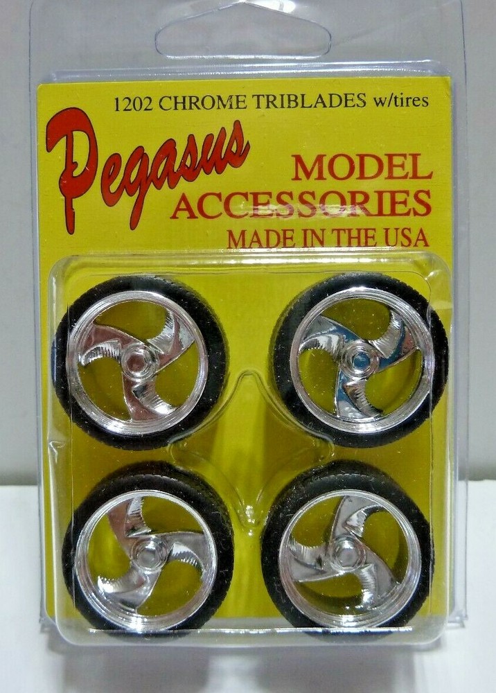 Pegasus Chrome Triblades Rims (1202) w/Tires (4) – Model Tire