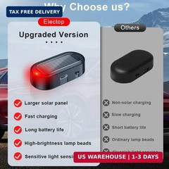ELECTOP Car Solar Power Simulated Dummy Alarm, Anti-Theft LED Flashing Security,